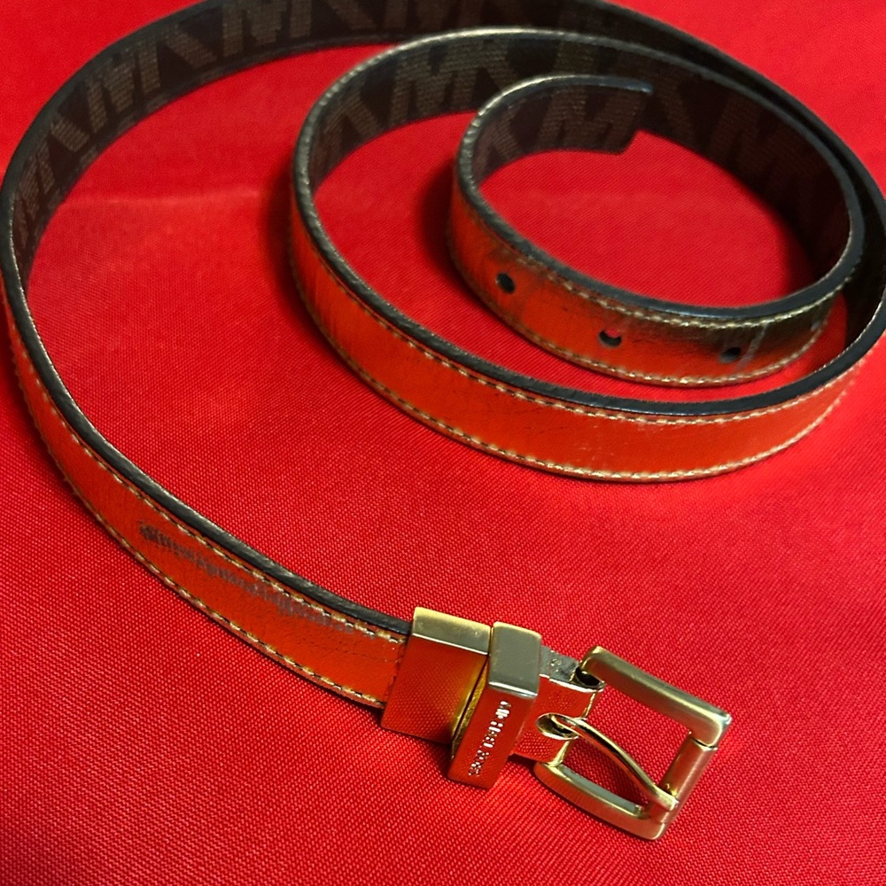 Michael Kors reversible leather Belt with Gold Buckle